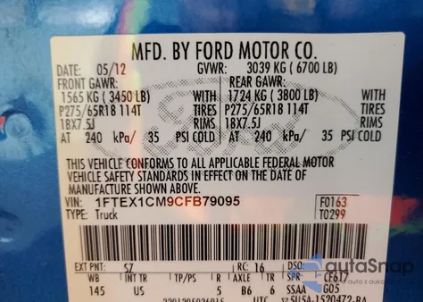 2012 Ford F150 Super Cab from USA, damaged, VIN 1FTEX1CM9CFB79095
